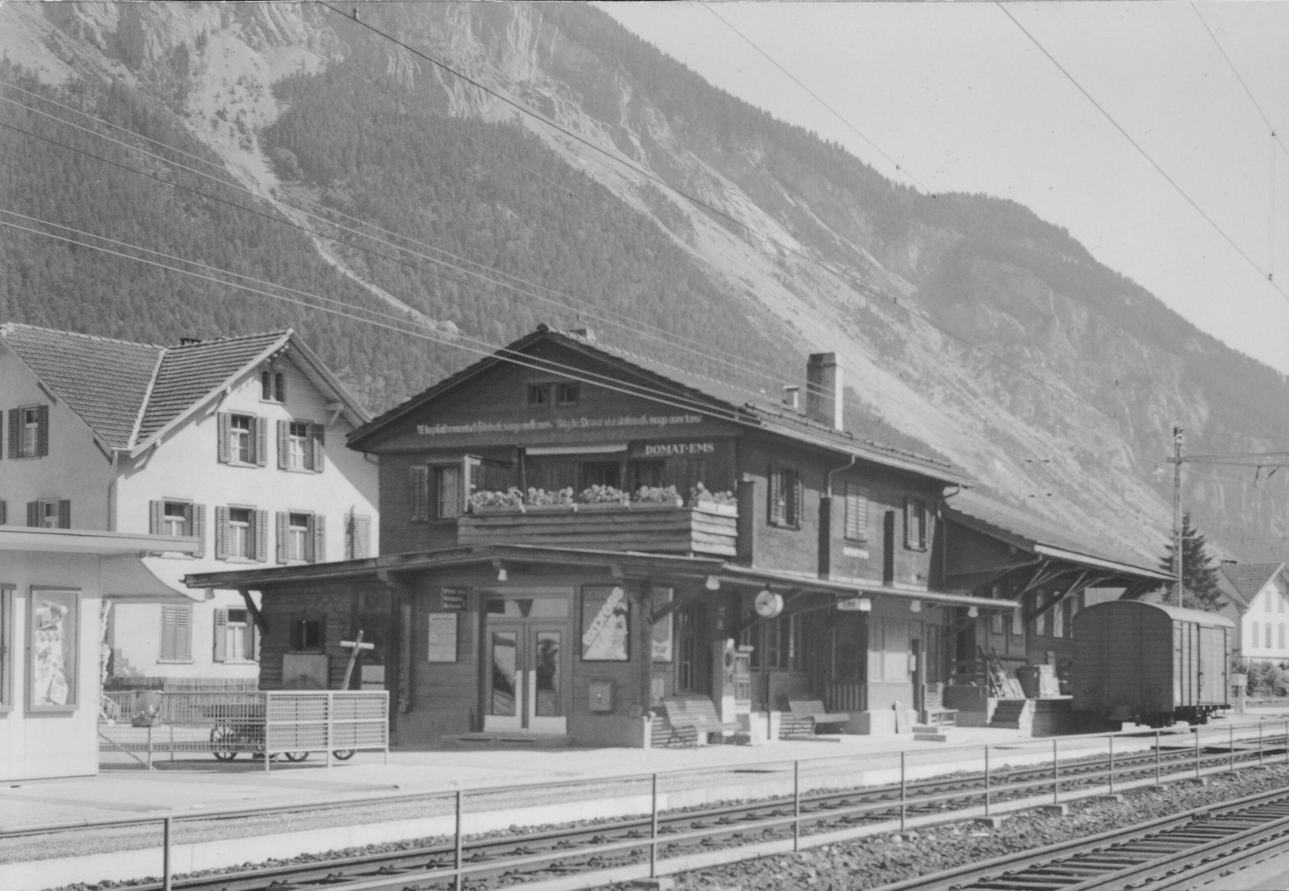 Bahnhof Domat/Ems, Foto: SBB Historic F_116_00001_152