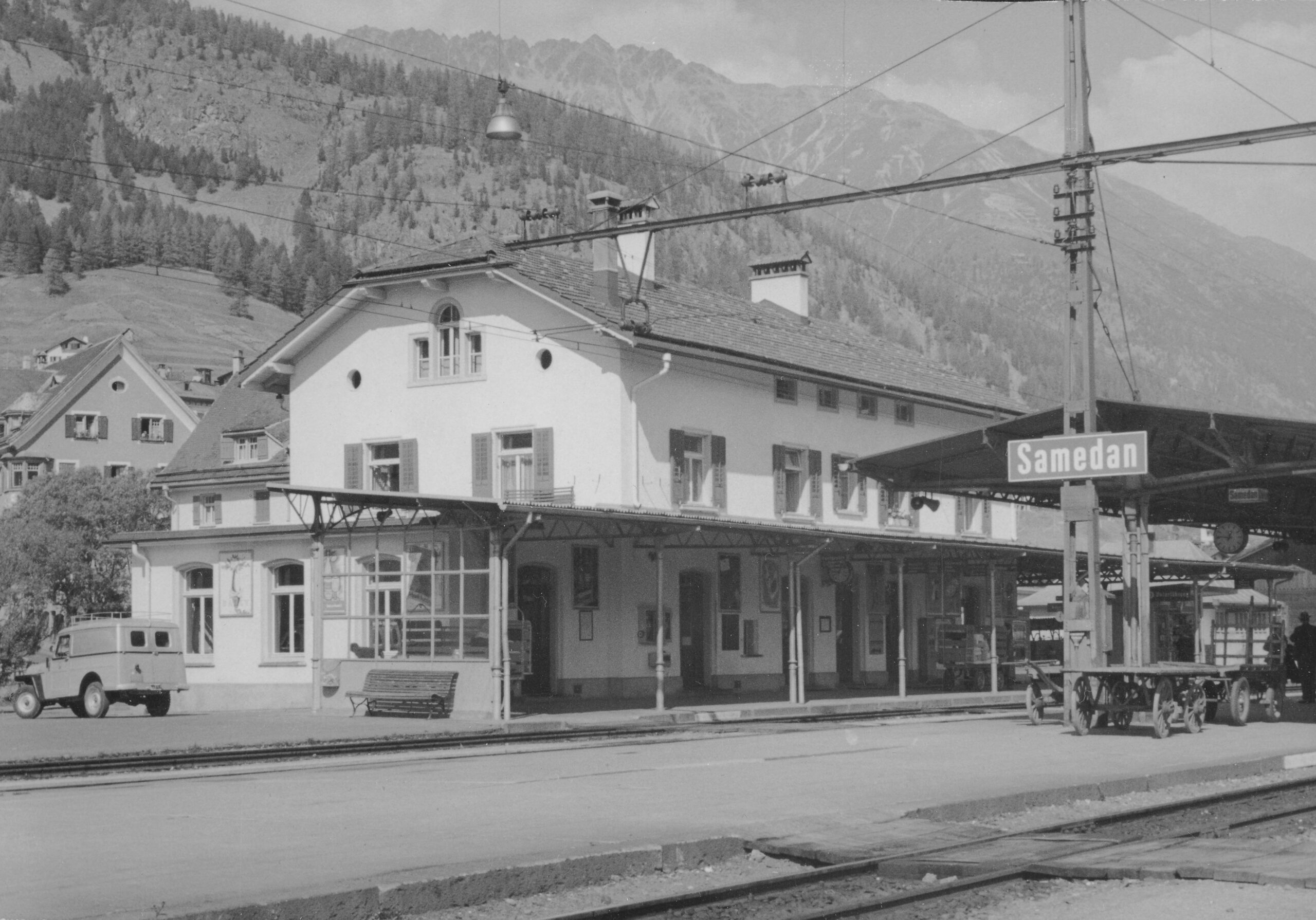 Bahnhof Samedan, Foto: SBB Historic F_116_00001_413